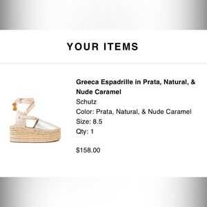 Schutz Greeca Espadrille in Prata, Natural, &
Nude Caramel